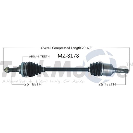 Surtrack Axle Cv Axle Shaft, Mz-8178 MZ-8178